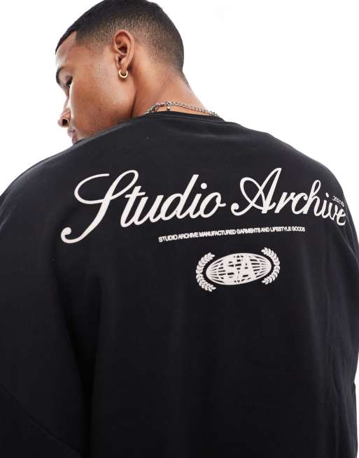 ASOS DESIGN - Extreem oversized sweatshirt met print in zwart