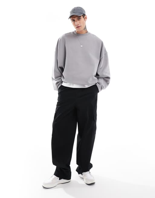 ASOS DESIGN - Extreem oversized sweatshirt met ronde hals van premium zware 400gsms stof in grijs, 2 van 4