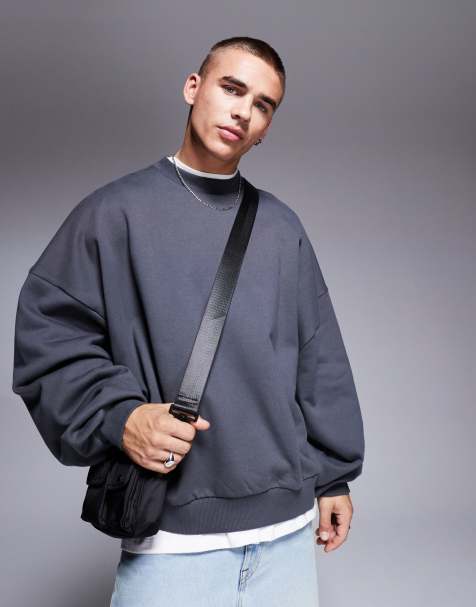 ASOS DESIGN - Extreem oversized sweatshirt van premium 400gsm zware stof in zwart met wassing - view 1