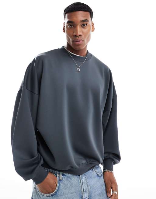 ASOS DESIGN - Extreem oversized sweatshirt van scubastof in donkergrijs