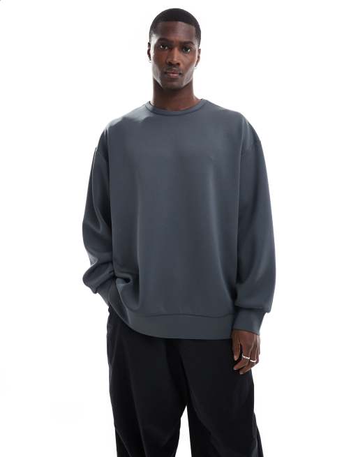 ASOS DESIGN - Extreem oversized sweatshirt van scubastof met split in de zoom in antraciet