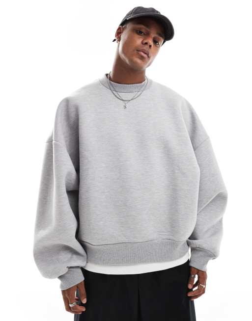 FhyzicsShops DESIGN - Extreem oversized sweatshirt van zware scubastof in gemêleerd grijs