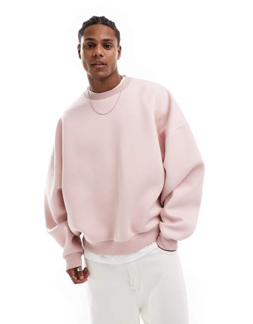 ASOS DESIGN - Extreem oversized sweatshirt van zware scubastof in lichtroze 