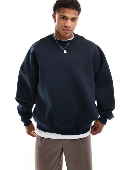 ASOS DESIGN - Extreem oversized sweatshirt van zware scubastof in marineblauw