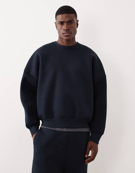 ASOS DESIGN - Extreem oversized sweatshirt van zware stof in scubastijl in marineblauw - view 1