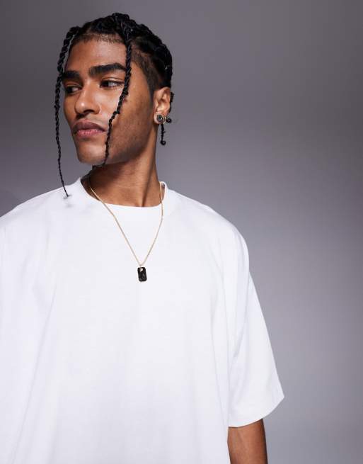 ASOS DESIGN - Extreem oversized T-shirt van zware stof met halve mouwen in wit  , 2 van 4