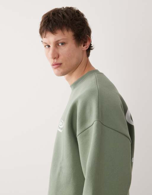 ASOS DESIGN - Extreem oversized trui met ronde hals en tekst in groen, 4 van 5