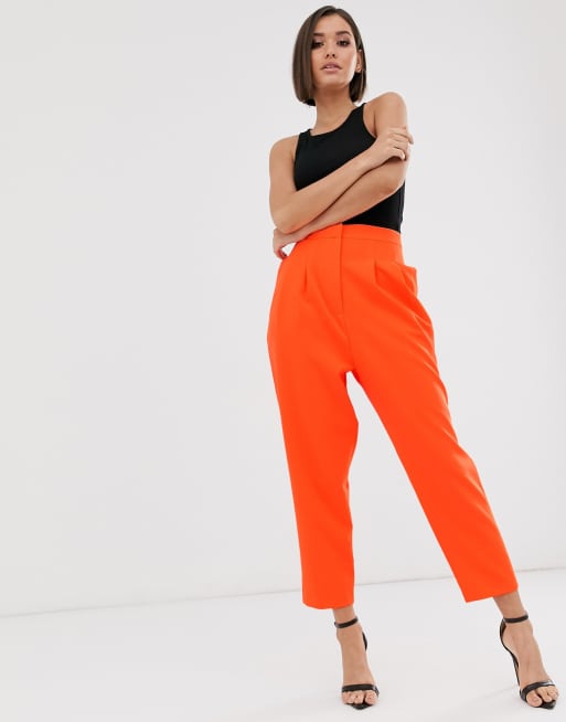 ASOS DESIGN - Extreem smaltoelopende jaren 80 broek in feloranje