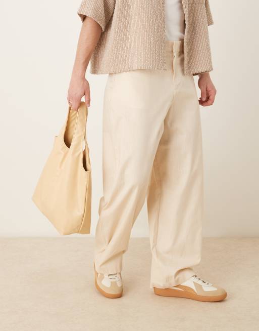 ASOS DESIGN - Extreem toelopende broek met linnenlook in beige, 2 van 5