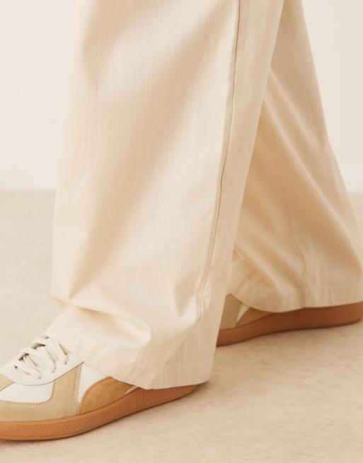 ASOS DESIGN - Extreem toelopende broek met linnenlook in beige, 5 van 5