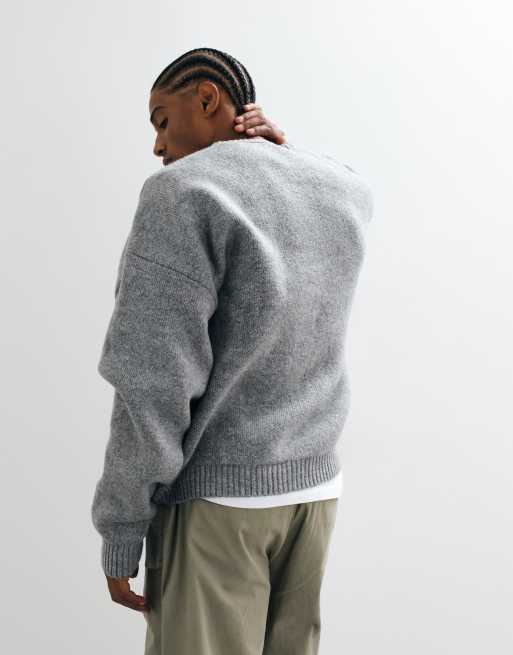 ASOS DESIGN extrem oversized Strickpullover mit Grafik in Grau, 2 von 5