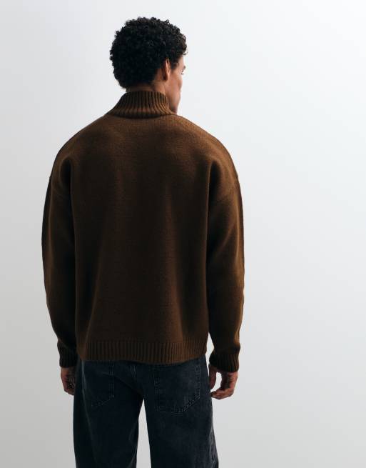 ASOS DESIGN extrem oversized Strickpullover mit Stehkragen in Braun, 5 von 5