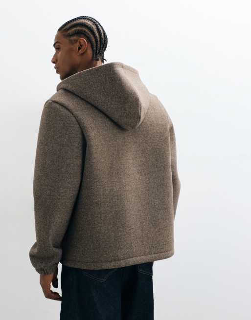 ASOS DESIGN extrem oversized texturiertes Kapuzensweatshirt mit Reißverschluss in Braun, 3 von 5