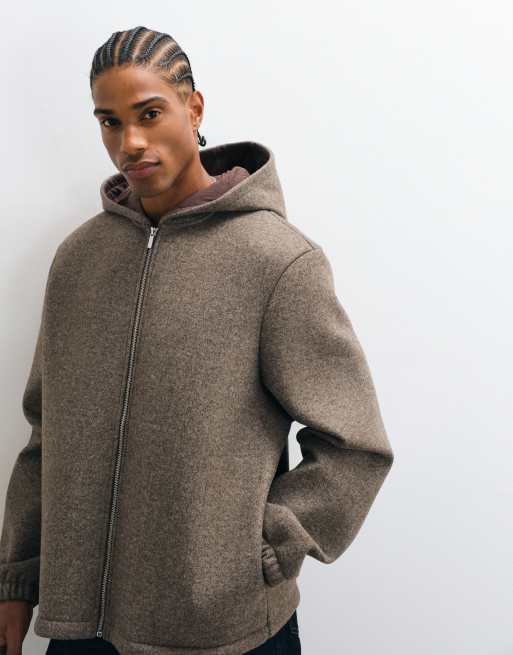 ASOS DESIGN extrem oversized texturiertes Kapuzensweatshirt mit Reißverschluss in Braun, 5 von 5