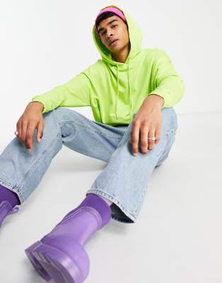 Asos Design Extrem Bergro Er Kapuzenpullover In Neon Limettengr N Asos