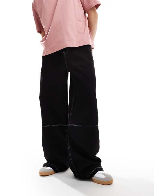 ASOS DESIGN – Extrem weit geschnittene Jeans in Schwarz mit elastischem Bund, 5 von 5