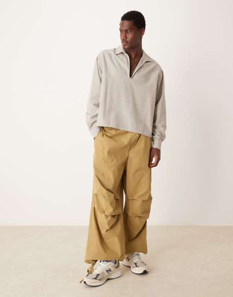 ASOS DESIGN extreme baggy balloon parachute pants in beige - view 1