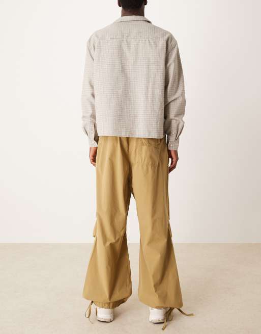 ASOS DESIGN extreme baggy balloon parachute pants in beige, 4 of 5