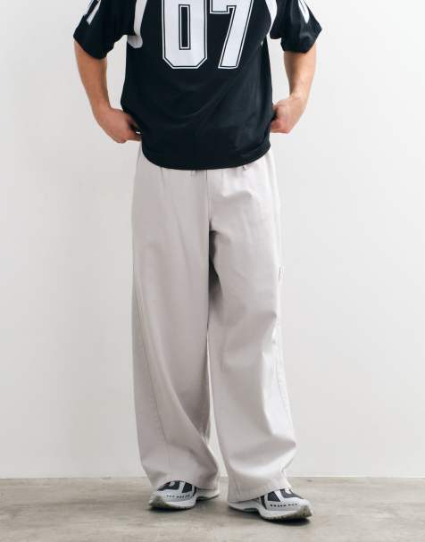 ASOS DESIGN extreme baggy cargo trousers in grey with elasticated waist - view 1