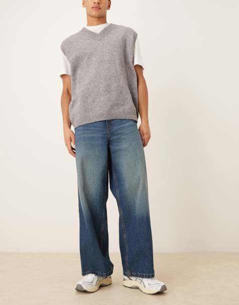 ASOS DESIGN extreme baggy jeans in donkerblauwe wassing - view 1