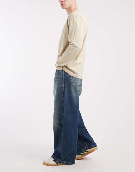 ASOS DESIGN extreme Baggy-Jeans in dunkler Waschung Blau mit Tönung, 3 von 5