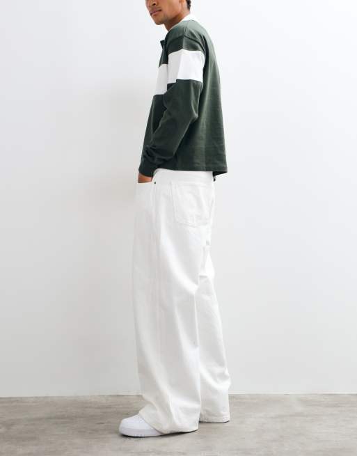 ASOS DESIGN extreme baggy jeans in ecru with abrasions, 2 of 5