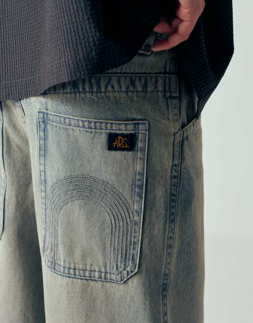 ASOS DESIGN extreme baggy jeans in light washed blue with embroidered back pocket , 4 of 12