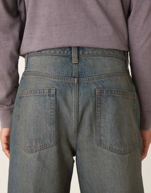 ASOS DESIGN extreme Baggy-Jeans in mittlerer Waschung Blau mit Grünstich, 4 von 5