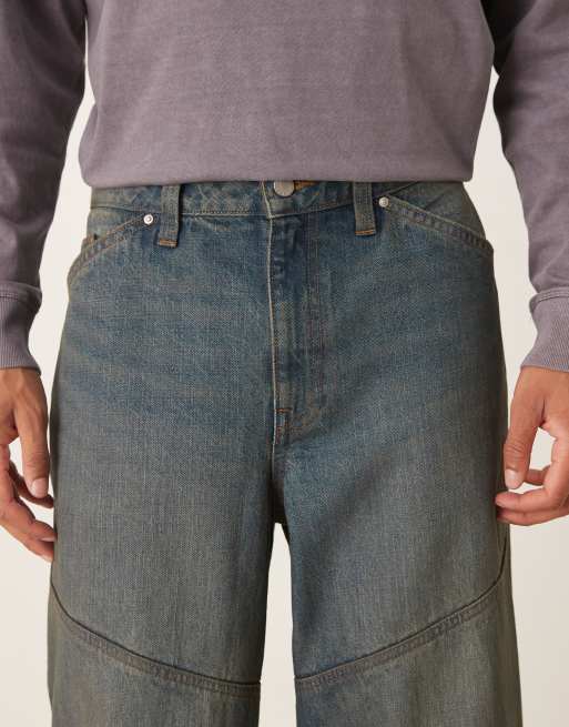 ASOS DESIGN extreme Baggy-Jeans in mittlerer Waschung Blau mit Grünstich, 5 von 5