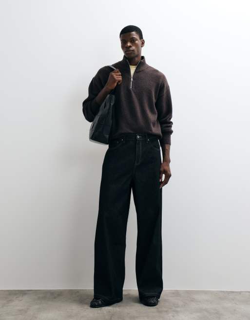 ASOS DESIGN extreme baggy jeans in raw black denim with embroidery and contrast stitch, 5 of 5