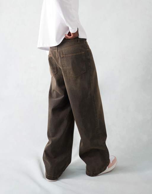 ASOS DESIGN extreme baggy jeans in tinted brown wash , 2 of 5