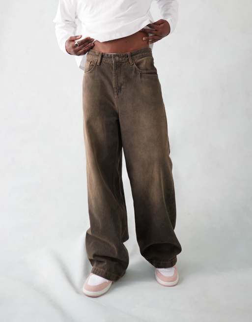 ASOS DESIGN extreme baggy jeans in tinted brown wash , 4 of 5