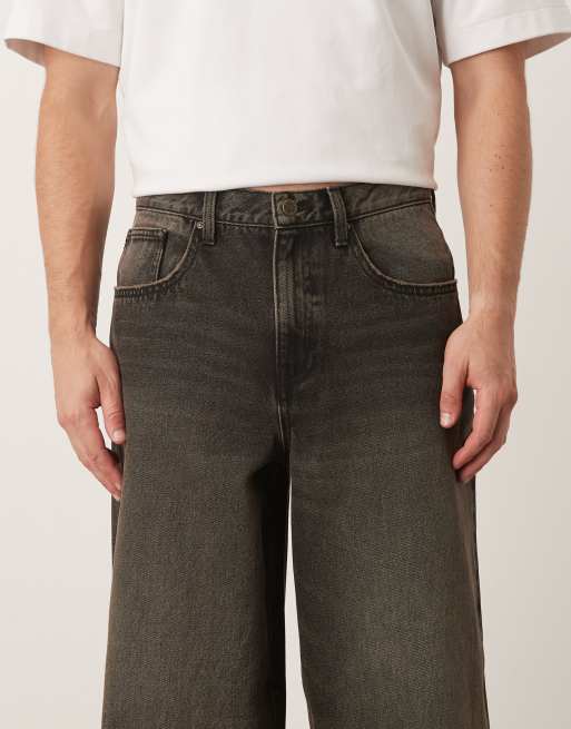 ASOS DESIGN extreme baggy jeans in washed black with brown tint  , 4 of 5