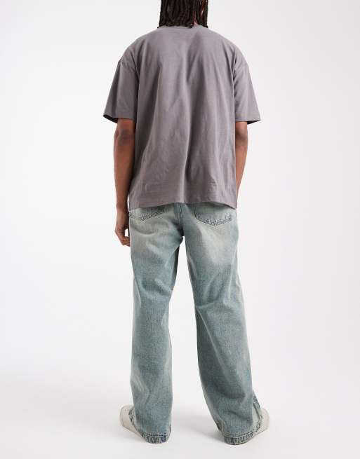 ASOS DESIGN extreme baggy jeans with darts in mid wash blue with tint , 3 of 5