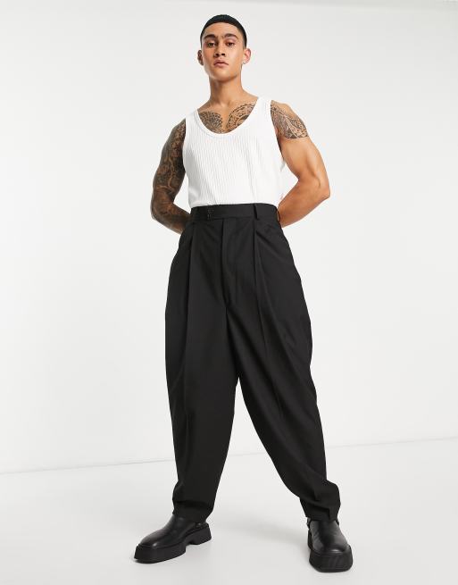 ASOS DESIGN balloon dressy pants in mid gray