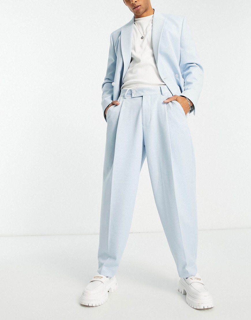 ASOS DESIGN extreme balloon suit pants in blue puppytooth