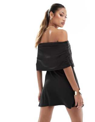 Asos Design Extreme Bardot Mini Dress In Black