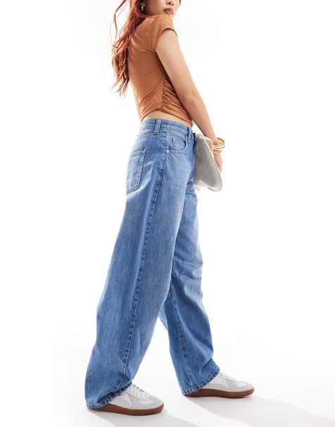ASOS DESIGN extreme barrel jeans in mid blue - view 1