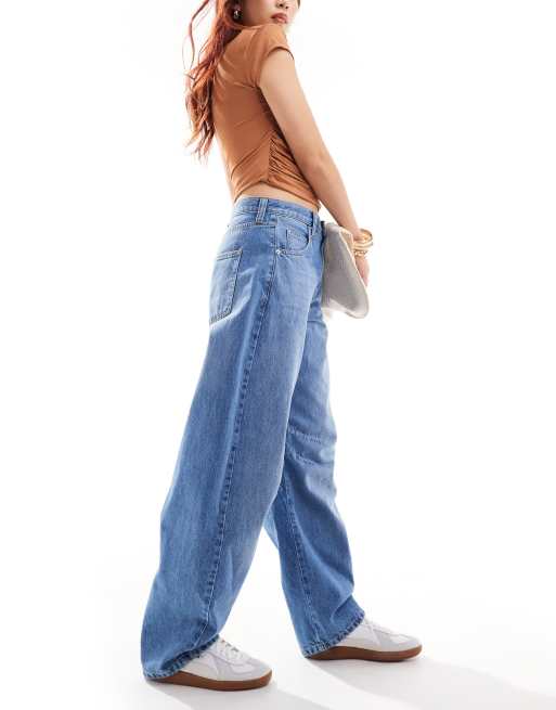 ASOS DESIGN extreme barrel jeans in mid blue