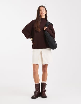 Asos Design Extreme Boxy Sweater With Funnel Neck In Purple