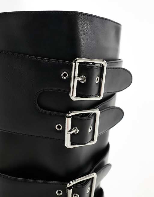ASOS DESIGN extreme chunky boots in black with buckles, 4 of 4