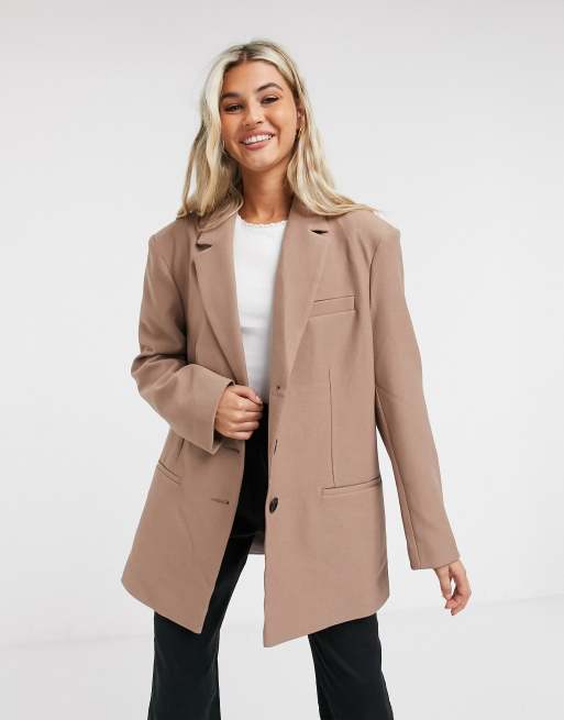 ASOS DESIGN extreme dad blazer in light tobacco