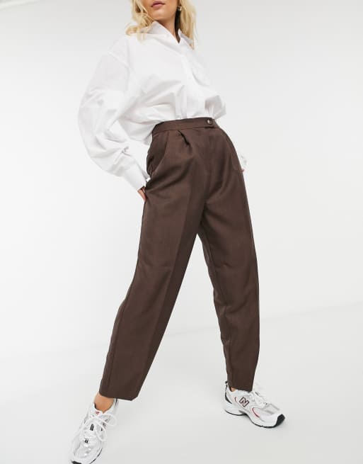 ASOS DESIGN extreme dad pants in brown