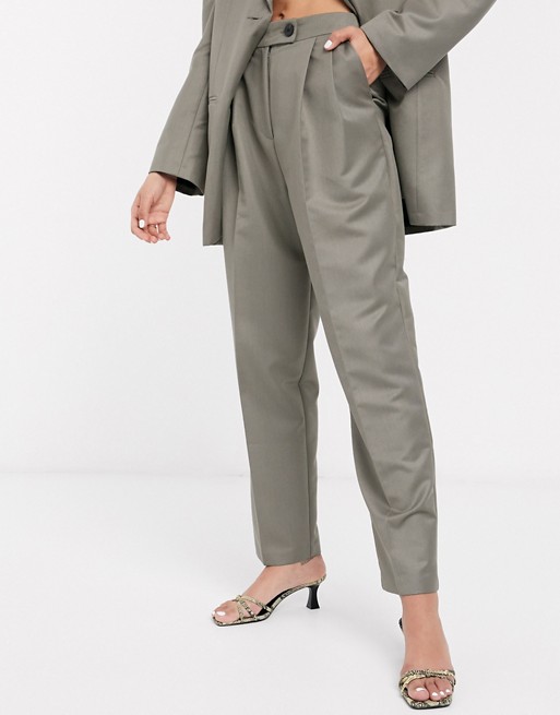 ASOS DESIGN extreme dad suit trousers in charcoal