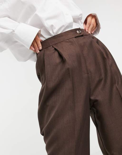 ASOS DESIGN extreme dad trousers in brown, 3 of 4