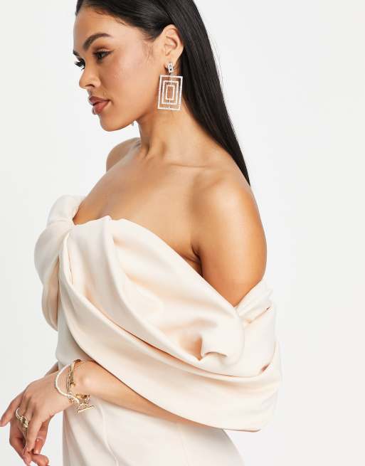 asos design satin maxi dress with extreme drape sleeve ASOS DESIGN satin maxi dress with extreme drape sleeve and open back in  olive
