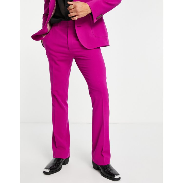 ASOS DESIGN extreme flare suit pants in fuchsia pink