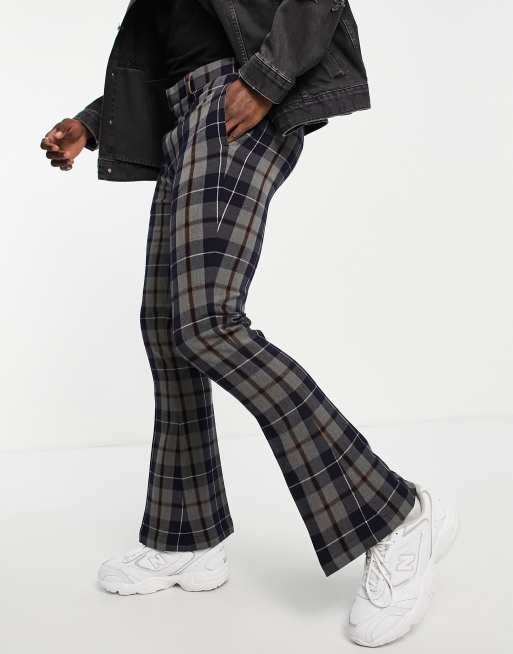 ASOS DESIGN extreme flared smart pants in navy check