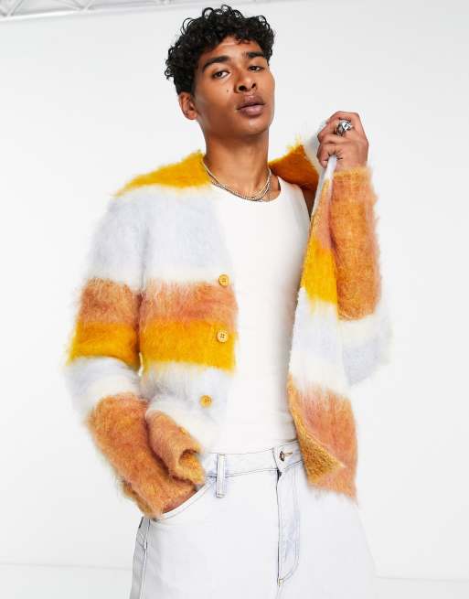 ASOS DESIGN extreme fluffy cardigan in stripe