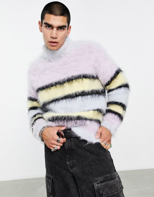 ASOS Design Oversized Fluffy Stripe Sweater